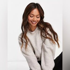 & Other Stories Crewneck Sweater Balloon Sleeve Small Gray